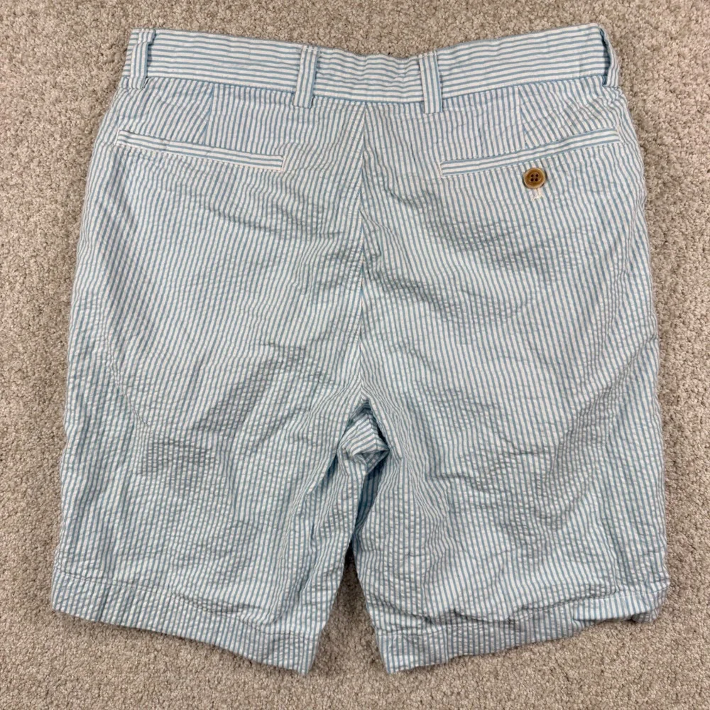 Brooks Brothers Red Fleece Shorts Mens W30 Blue Seersucker Striped Casual